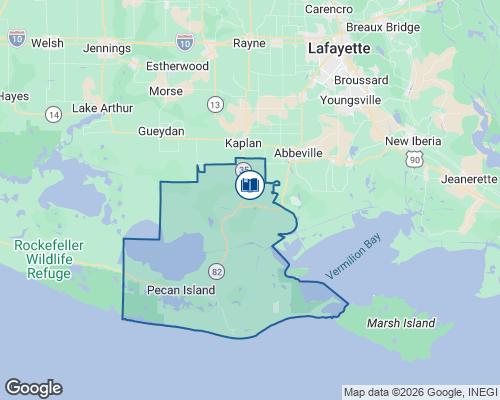 Map showing Kaplan within Vermilion Parish, Louisiana